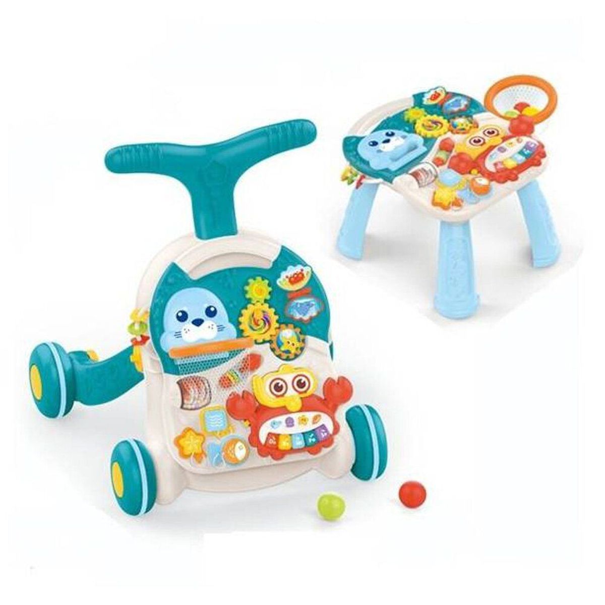 GENERICO - Andador Y Mesa Activa Para Bebés 2 En 1 Celeste