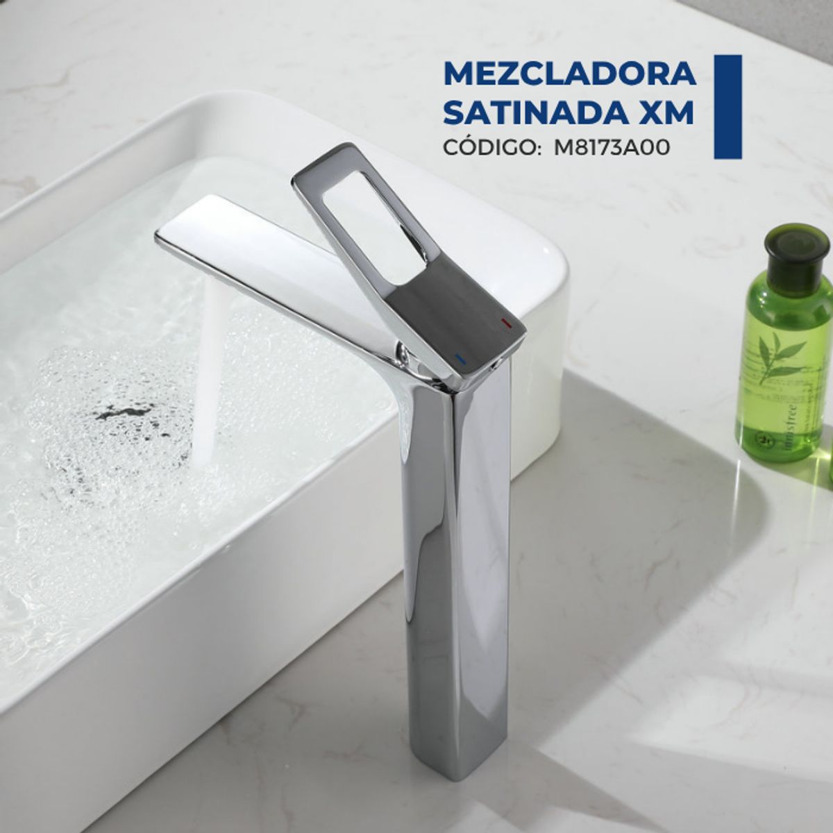 XM - MEZCLADORA MONOCOMANDO DE LAVATORIO ALTO CROMADO M8173A00