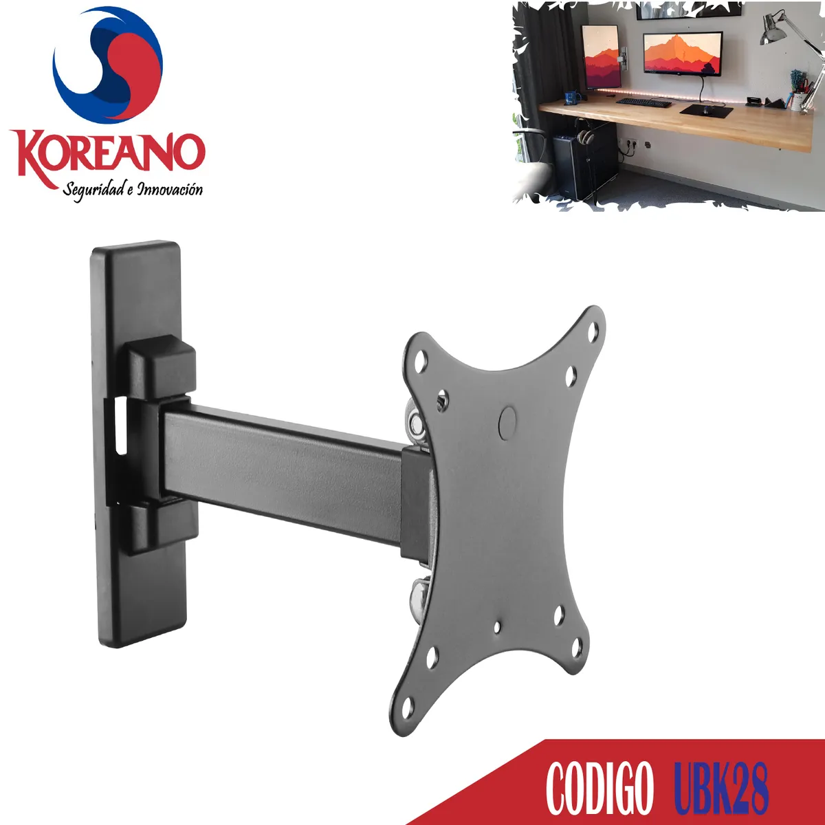 KOREANO SEGURIDAD E INNOVACION - Soporte con brazo para Monitor 17 a 28 Pulgadas – UBK28