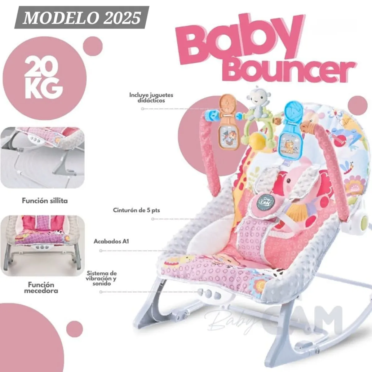 BABY - Mecedora de Bebe Multifuncion Musical Portatil 2025