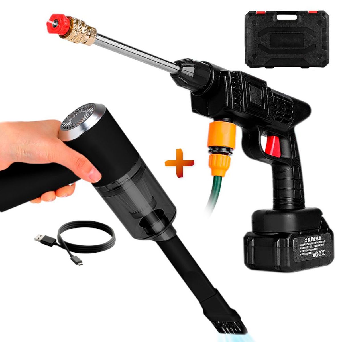 SASHIJA - Kit Hidrolavadora Inalámbrica Maleta Y Aspiradora de Mano NG