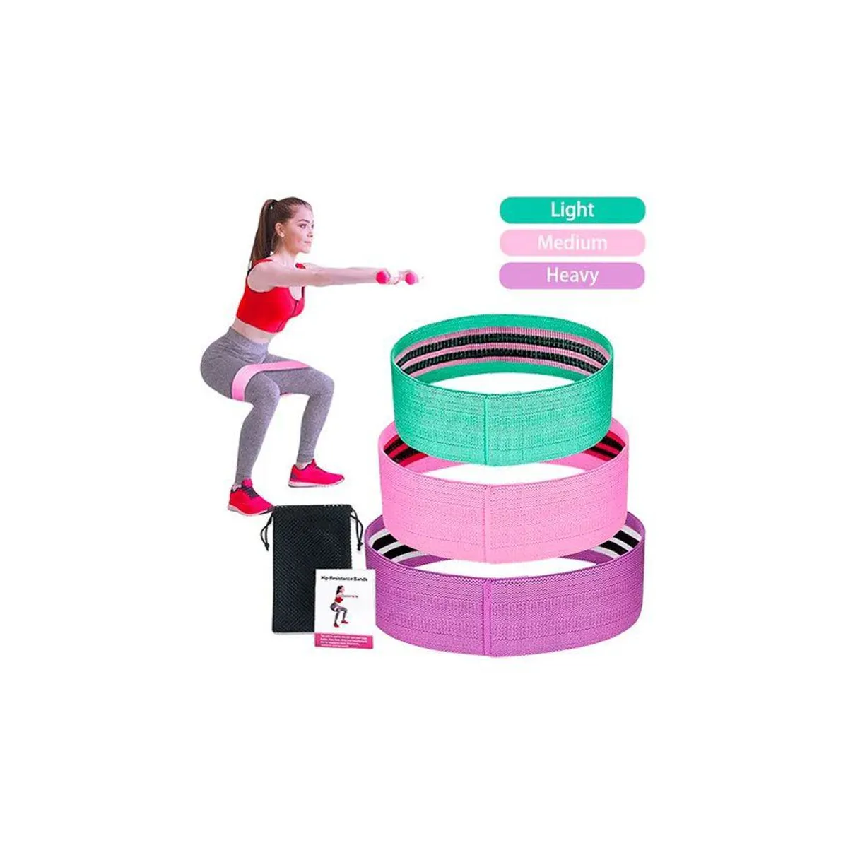 GENERICO - Set de 3 bandas resistencia elástica tela  ligas ejercicios