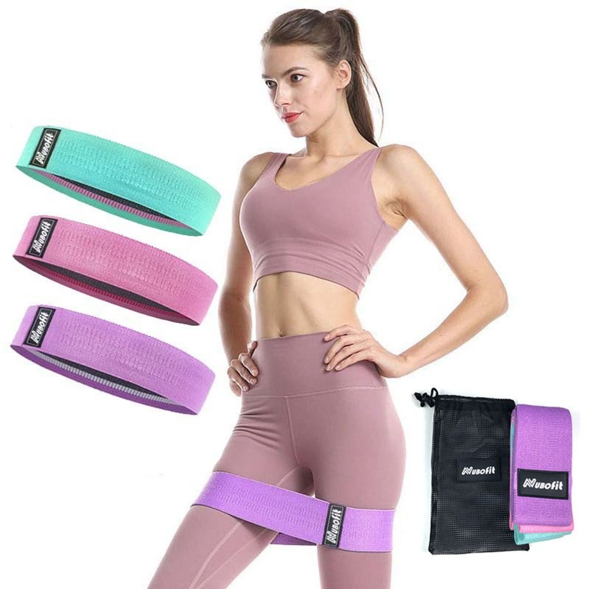 OEM - Set 3 Bandas Resistencia Entrenamiento Poliester Fitness Gym