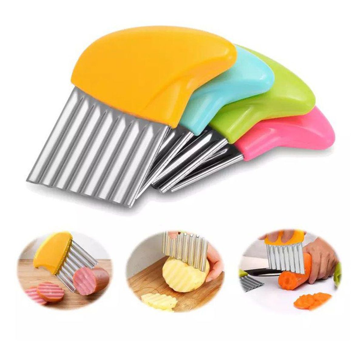 GENERICO - Cuchillo ondulado para papas fritas y vegetales de acero inoxidable