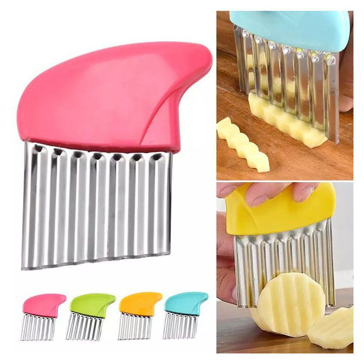 GENERICO - Cuchillo ondulado para papas fritas y vegetales de acero inoxidable