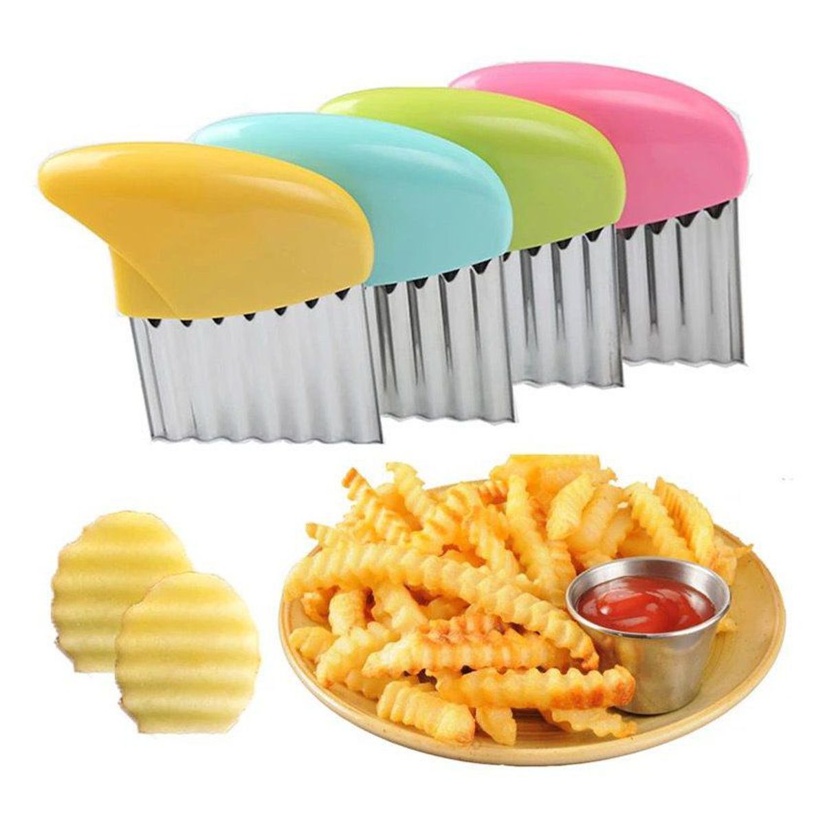 GENERICO - Cuchillo ondulado para papas fritas y vegetales de acero inoxidable