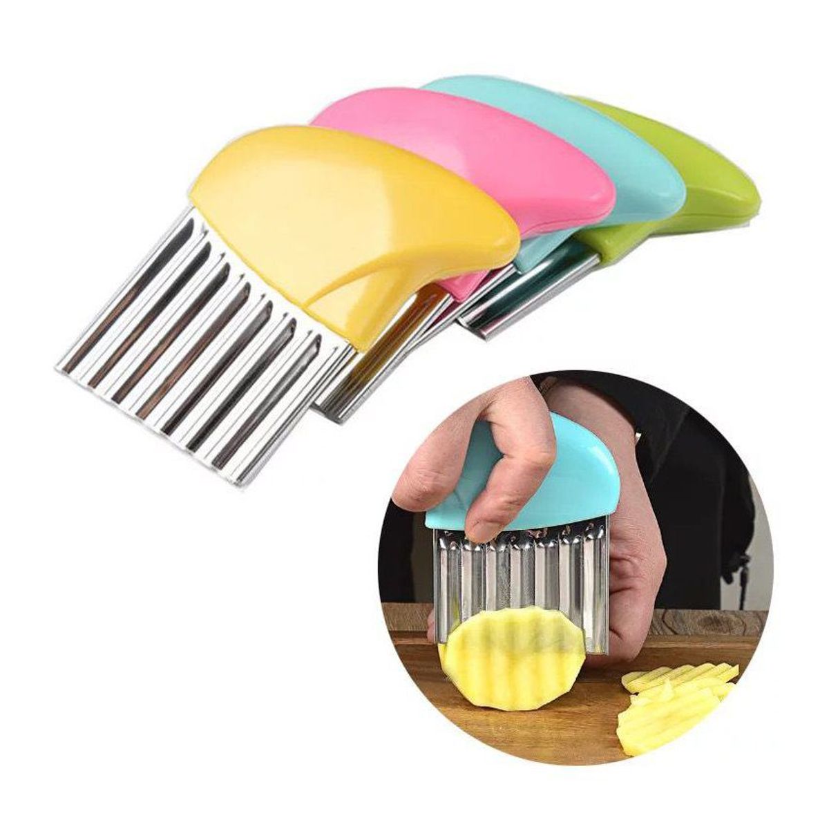 GENERICO - Cuchillo ondulado para papas fritas y vegetales de acero inoxidable