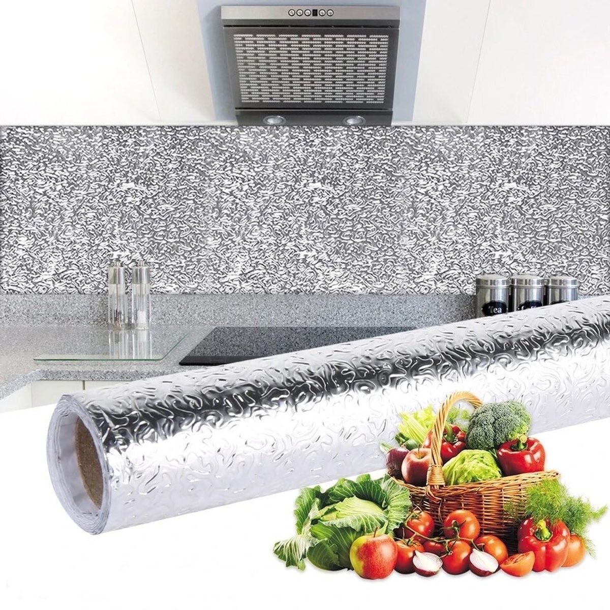 GENERICO - Papel de aluminio cocina pegatina autoadhesiva x 3 UNI.