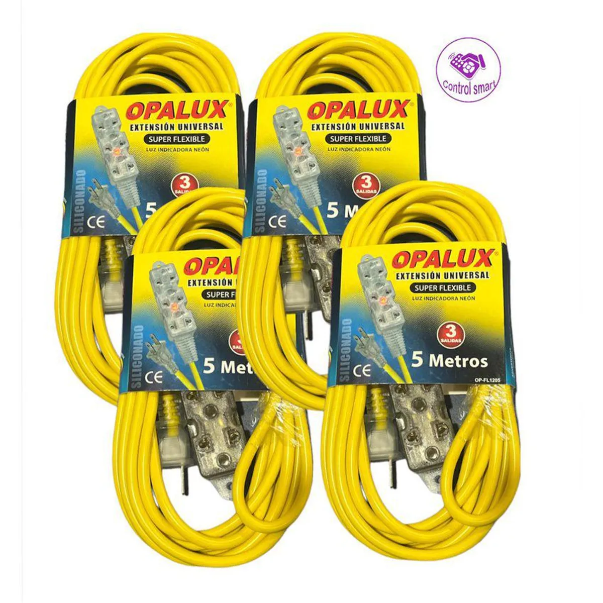 OPALUX - Extensión vulcanizada 3 tomas universal  5mts-hogar-oficina