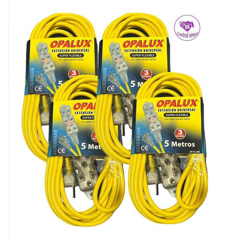 OPALUX - Extensión vulcanizada 3 tomas universal  5mts-hogar-oficina
