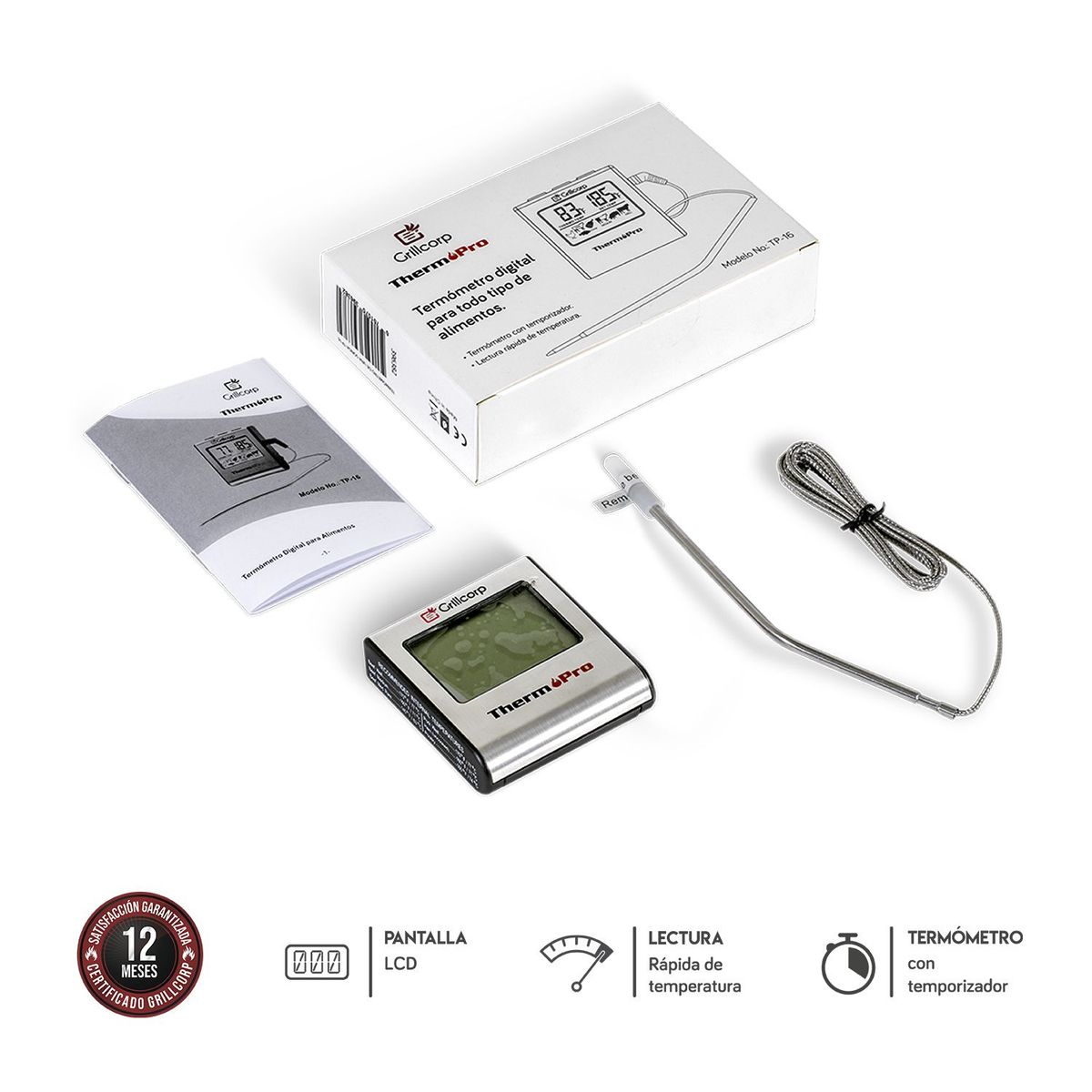 GRILLCORP - Termómetro de una Sonda TP16