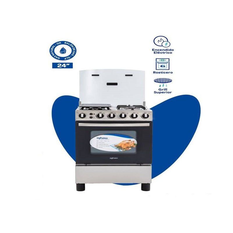 AGHASO - Cocina Aghaso 4 Hornillas Premium 24" Con Dorador y Rosticero COC-AGH01