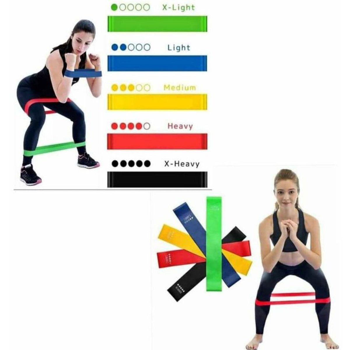 GENERICO - Set 5 bandas de resistencia elasticas ejercicios yoga bolso