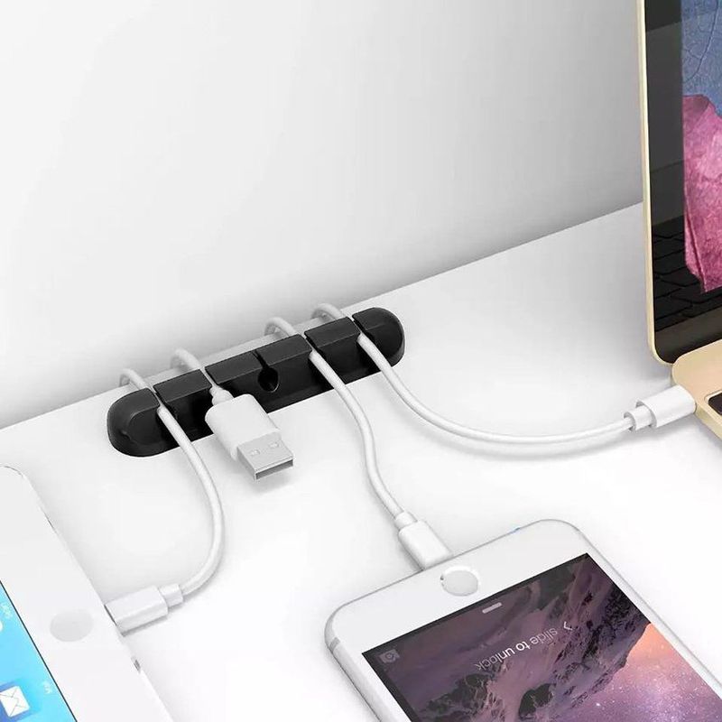 GENERICO - Organizador de cables adhesivo para escritorio computador