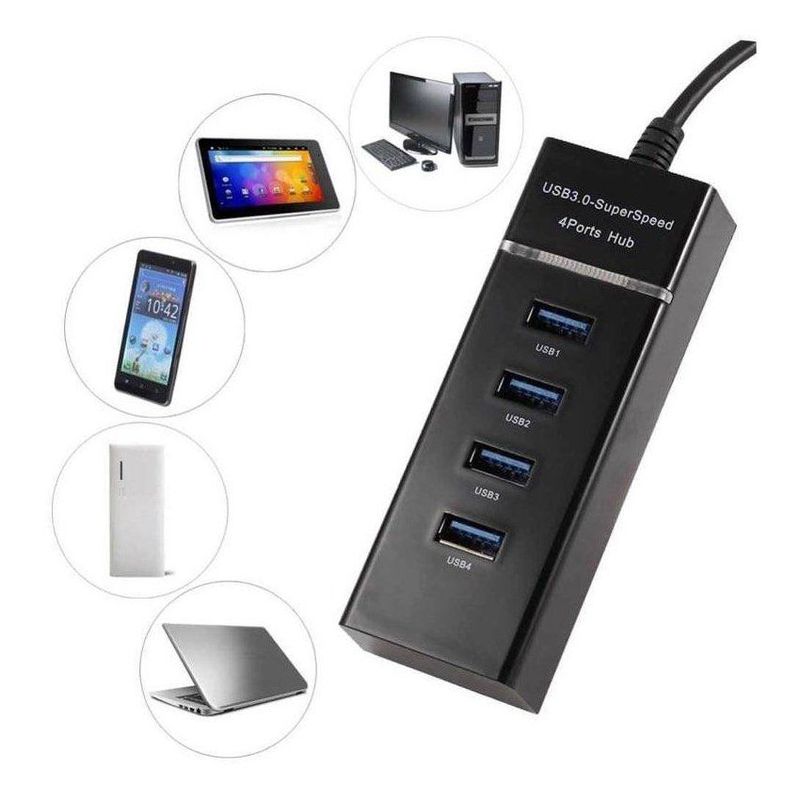 GENERICO - Hub 4 puertos usb 3.0 5gbps 30 cm indicador led super speed