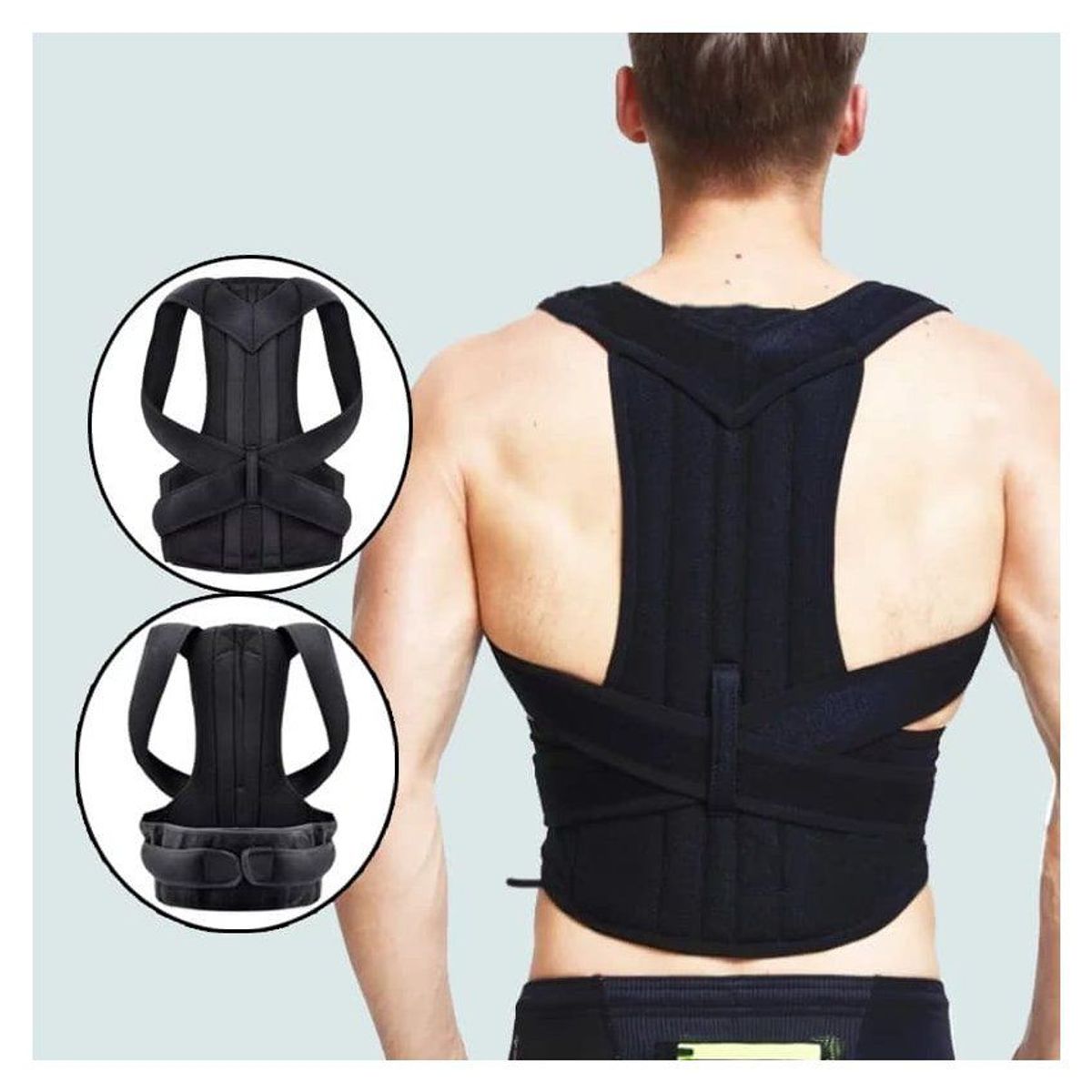 GENERICO - Corrector de postura -espalda doble cinturón de apoyo ajustable - M