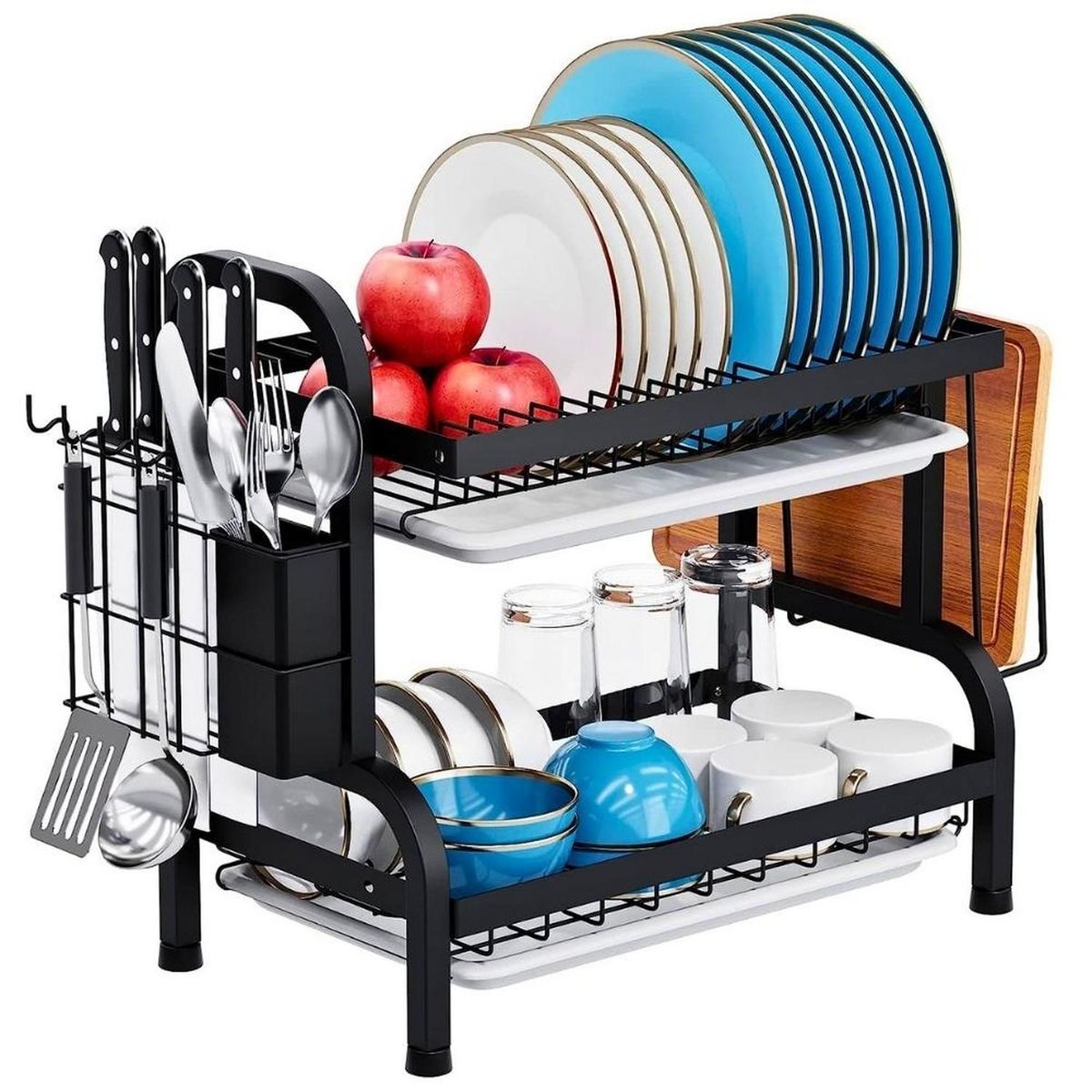 MINARI - Estante Escurridor de Platos para Cocina Porta Cubiertos Premium 17E