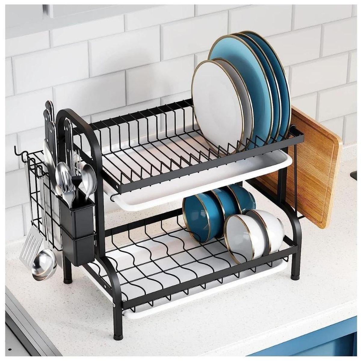 MINARI - Estante Escurridor de Platos para Cocina Porta Cubiertos Premium 17E