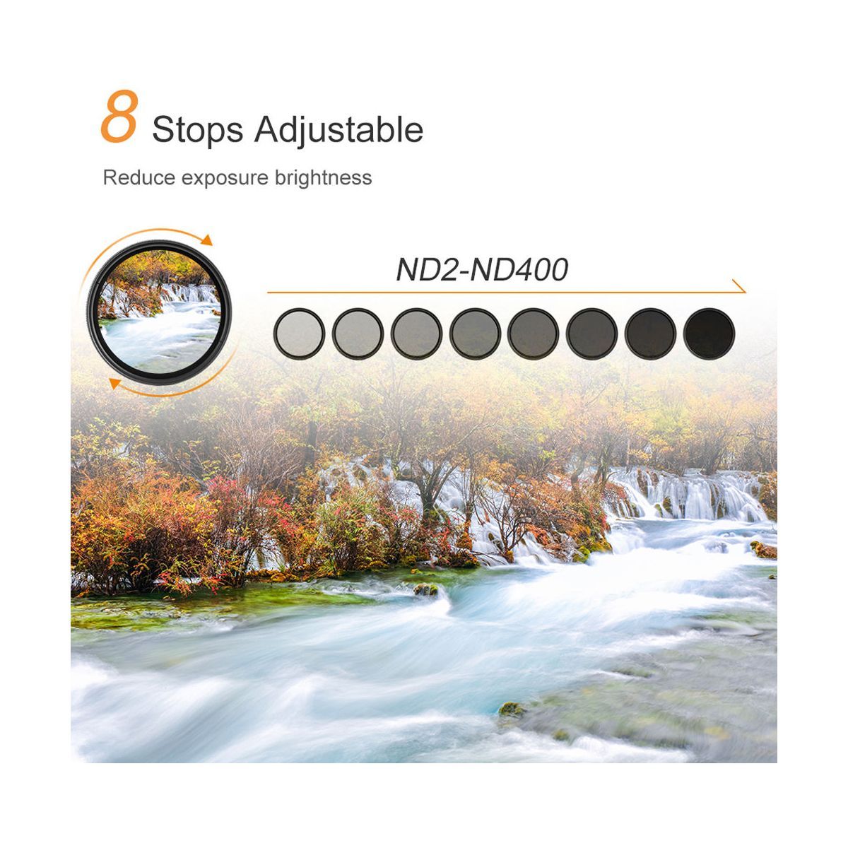 K&F CONCEPT - Filtro 72mm Densidad Neutra ND2-400 de 8 Pasos Variable – K&F Concept