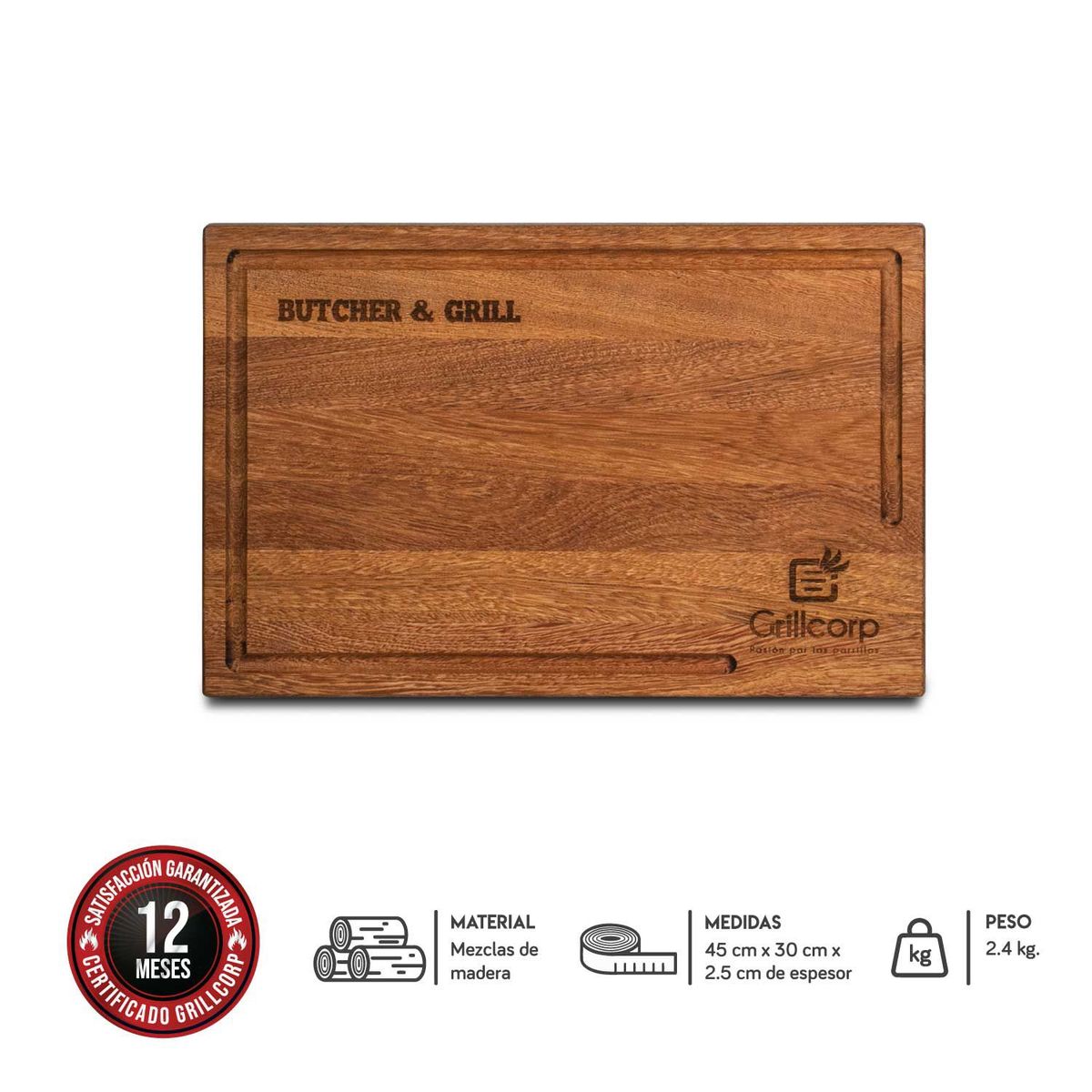 GRILLCORP - Tabla de Picar Parrillera Chica