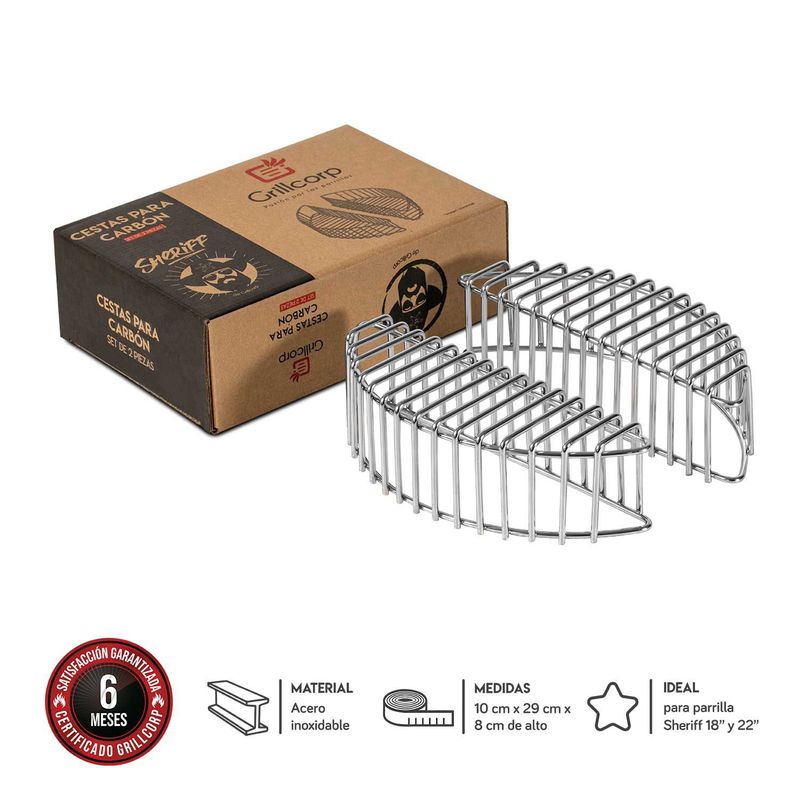 GRILLCORP - Cesta Parrillera para Carbón