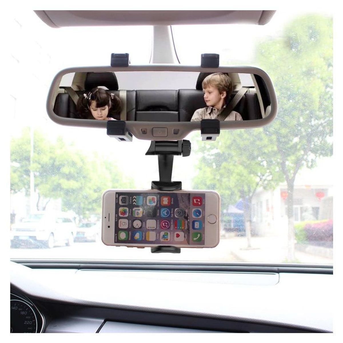 GENERICO - Soporte celular auto porta celular auto retrovisor universal