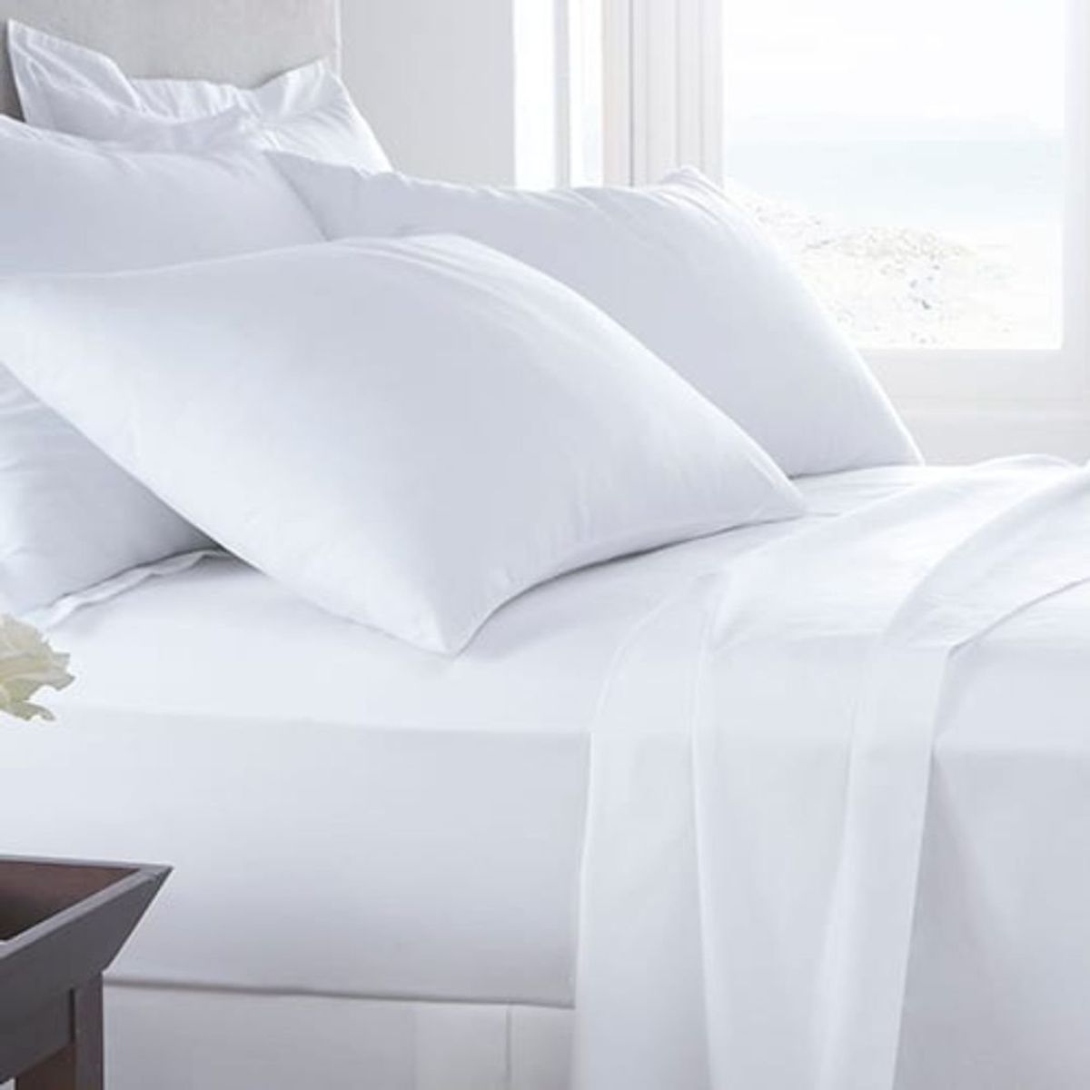 GENERICO - Sabanas Hoteleras Tamaño 1.5 plazas - Algodón 250 hilos - Blanca