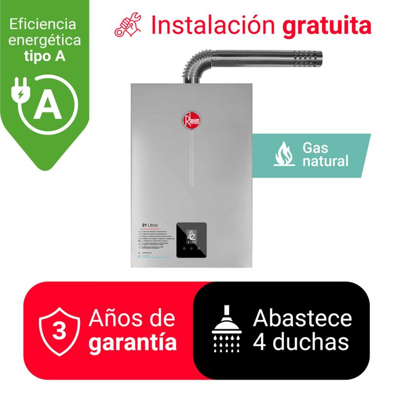RHEEM - TERMA A GAS 21 L GAS NATURAL RHEEM TIRO FORZADO
