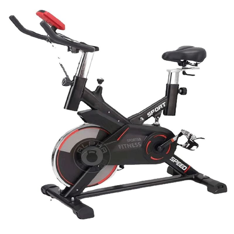 ALPHA GYM - Bicicleta spinning profesional estática volante 15 Kg
