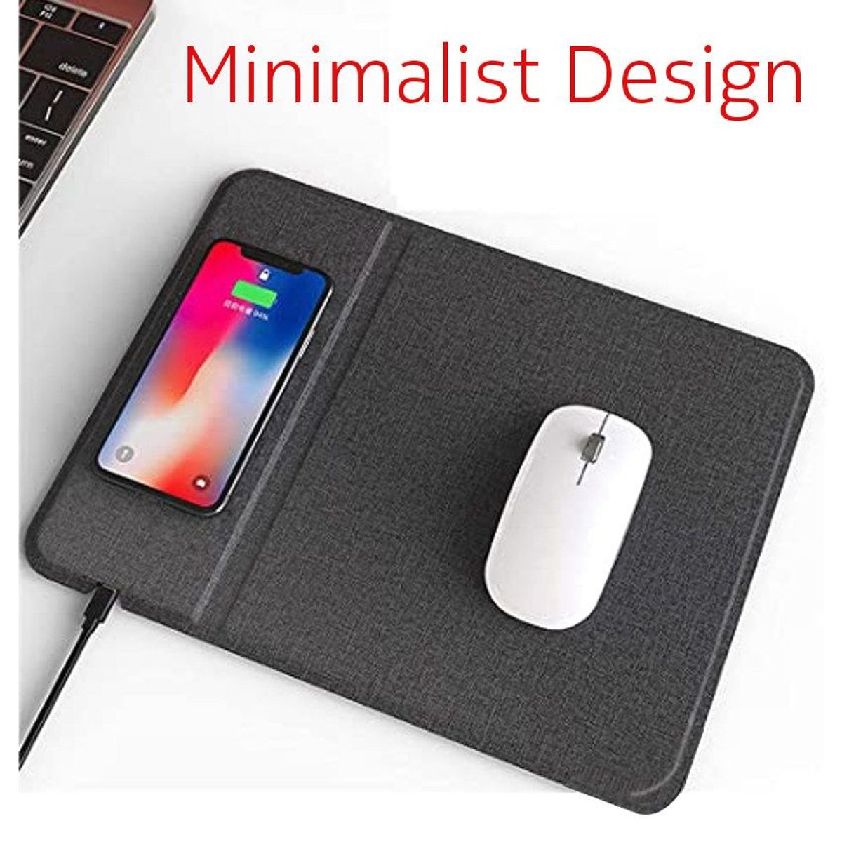 GENERICO - Mouse Pad Con Cargador Inalámbrico Carga Inalámbrica Usb 15W