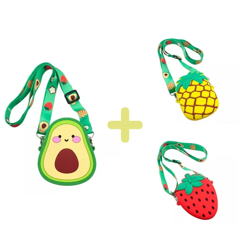 GENERICO - Pack de 3 Morrales - mini cartera - Fresa Piña Palta