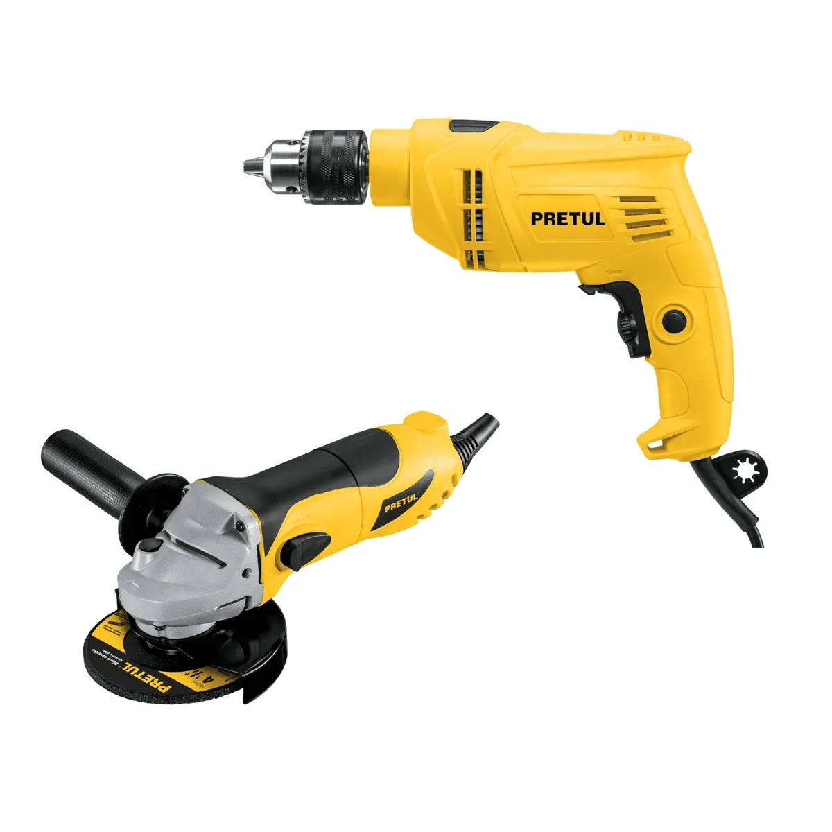 PRETUL - Taladro Percutor 1/2" 550W + Amoladora 4 1/2" 700W Pretul