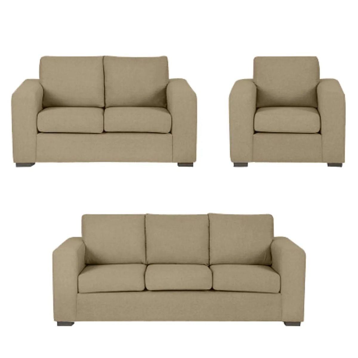 GENERICO - Juego de Sala Sevilla 3-2-1 Cuerpos Beige Oscuro