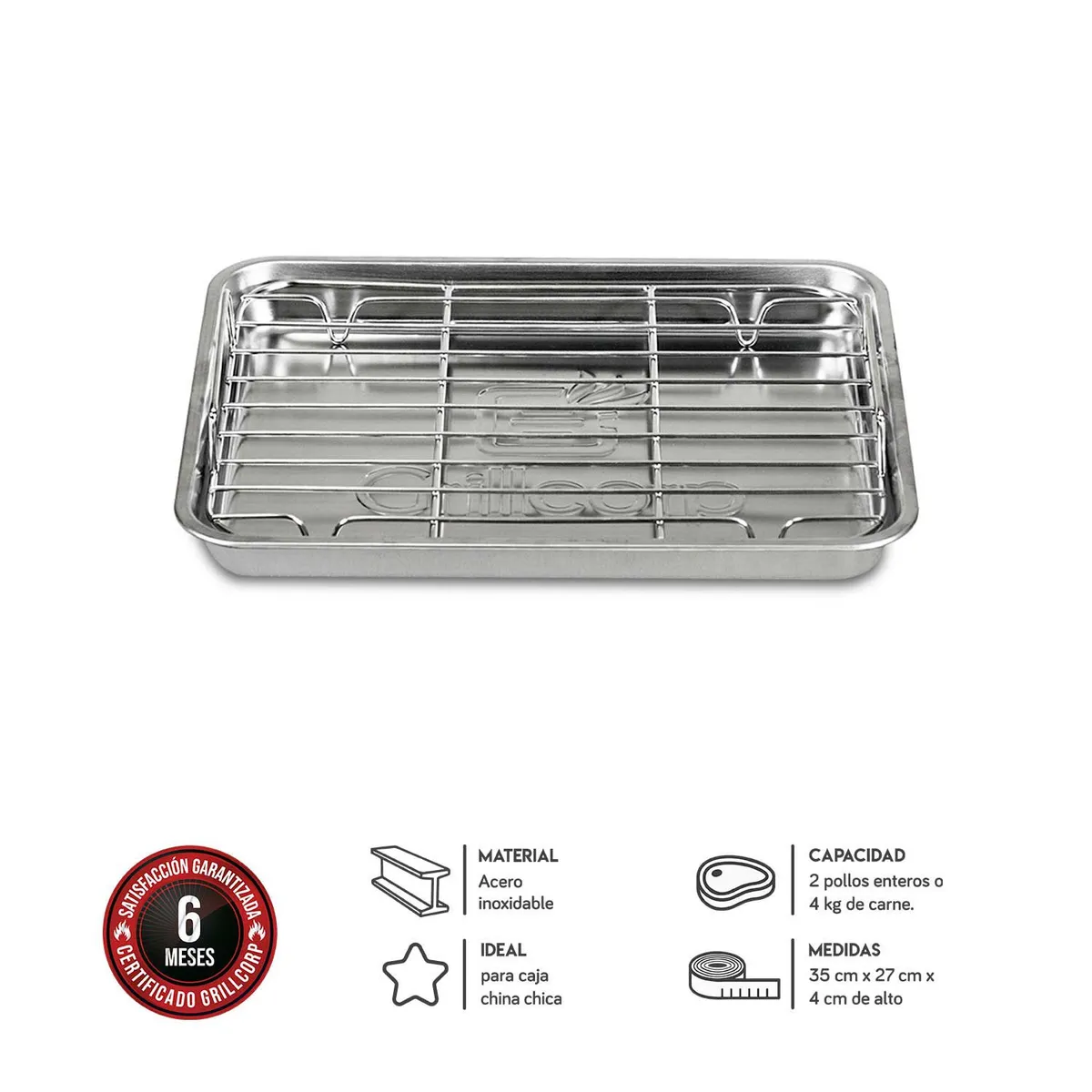 GRILLCORP - Bandeja y Rejilla Chica Inoxidable para Horno