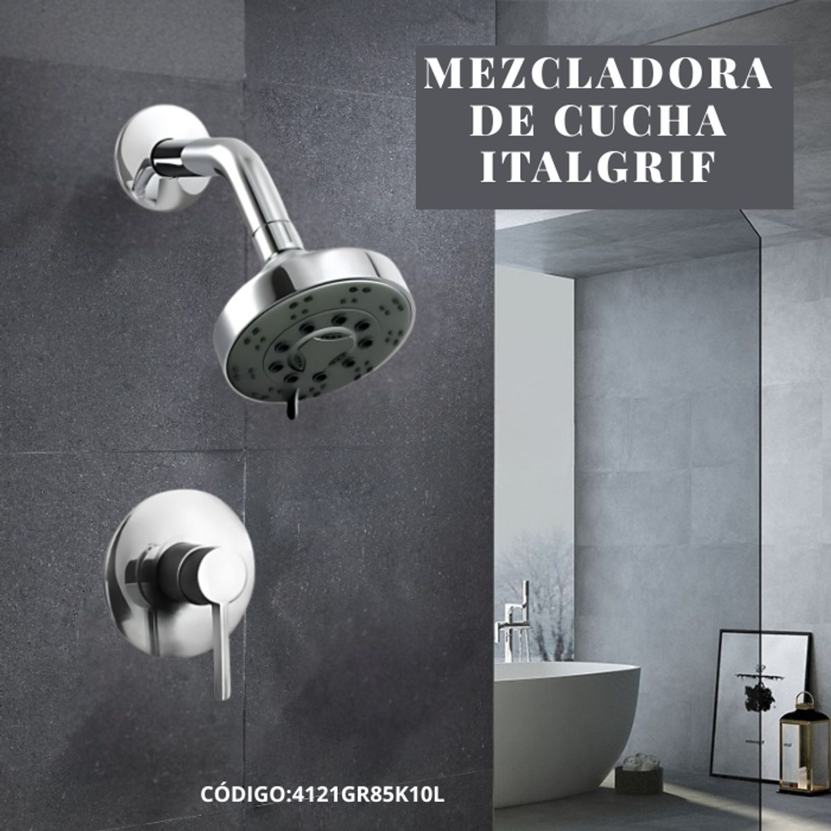 ITALGRIF - MEZCLADORA DE DUCHA CARTAGENA CON SALIDA TECNO ITALGRIF