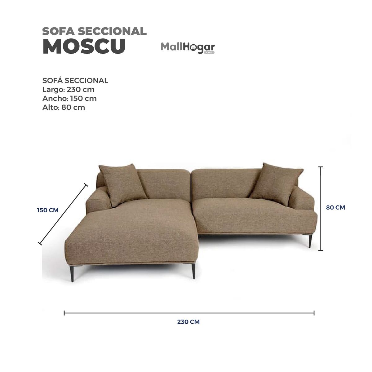 GENERICO - Seccional Moscú Izquierdo Beige Oscuro