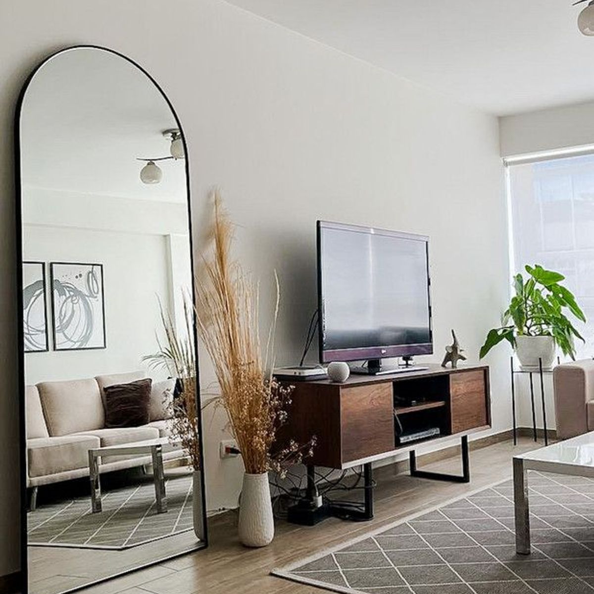 GENERICO - Espejo de arco ZEUS negro madera MDF 180 X 75 cm Vidrio Belga 4mm