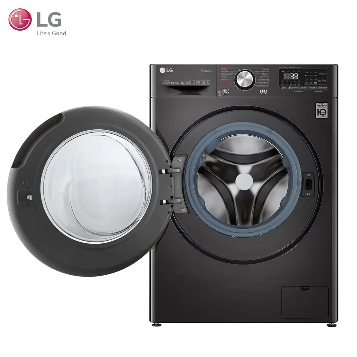 LG - Lavaseca LG 14/8Kg  Carga Frontal con AI DD Inteligencia Artificial WD14BVC2S6C Negro Acero