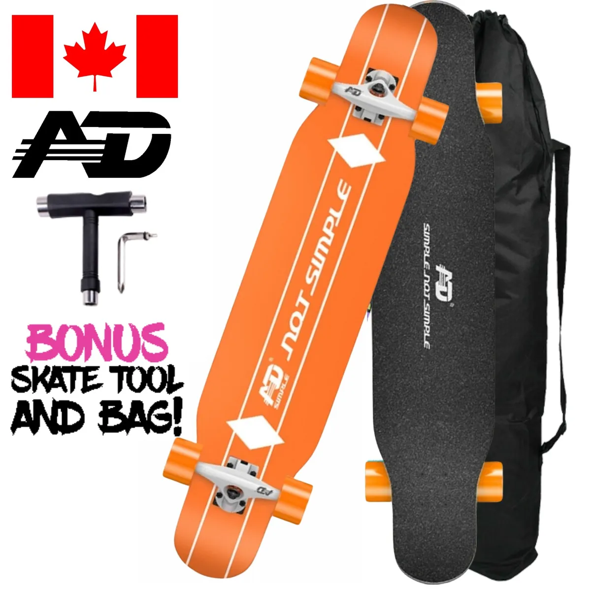AD - Skate Longboard 42-inch Dancing Cruising Downhill - Orange