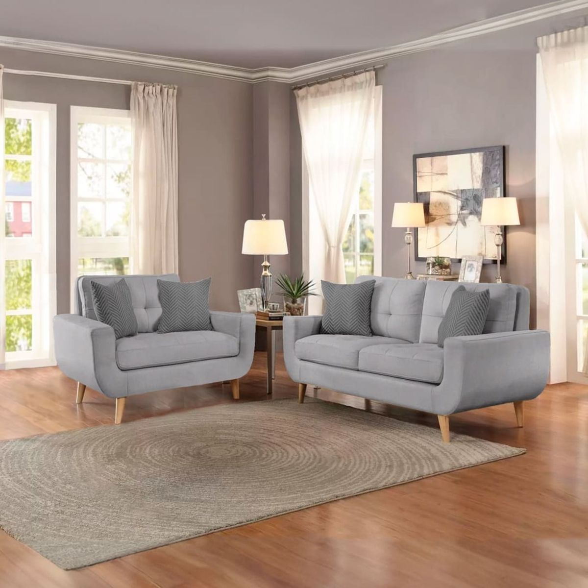 GENERICO - Juego de Sala Micaela 2-1 Plateado