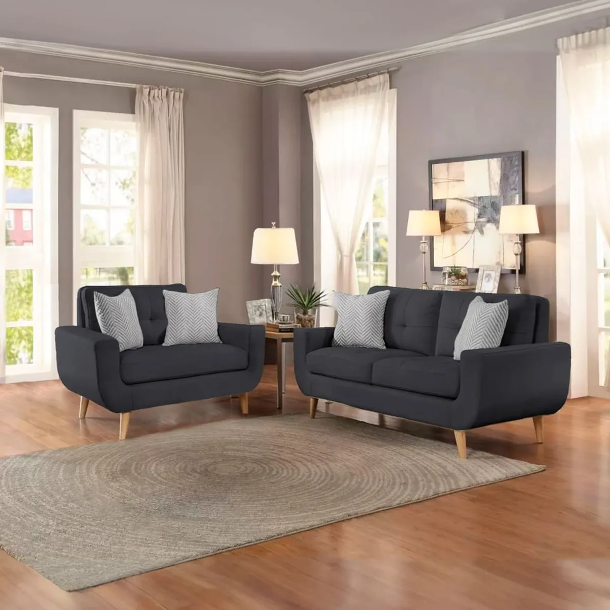 GENERICO - Juego de Sala Micaela 2-1 Gris Oscuro