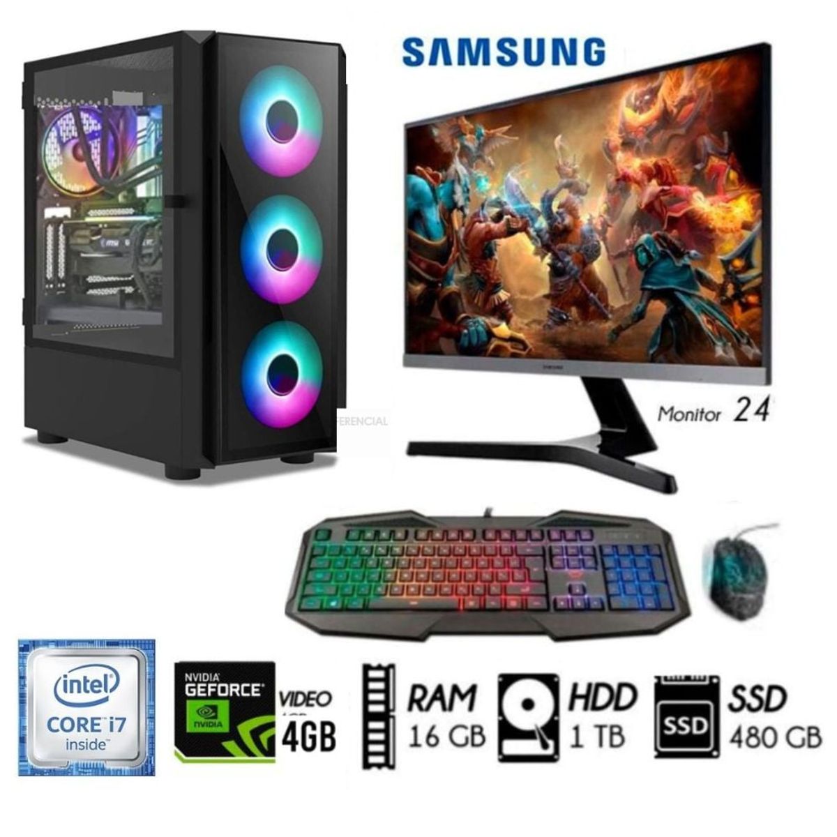 INTEL - Computadora PC Core i7 Ram 16GB HDD 1TB+SSD 480GB VIDEO GTX 750 4gb Samsung 24¨