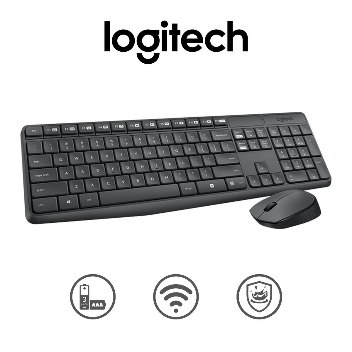 LOGITECH - Kit Teclado Mouse Inalambrico Logitech MK235 Multimedia Usb