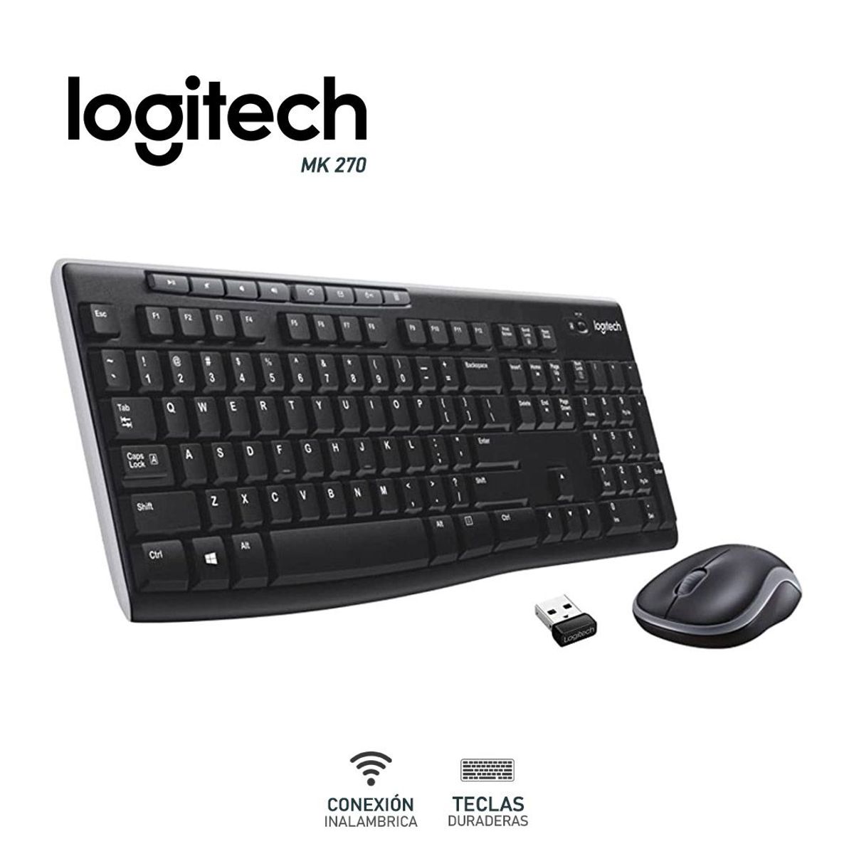 LOGITECH - Kit Teclado Mouse Logitech MK270 inalambrico wireless Multimedia