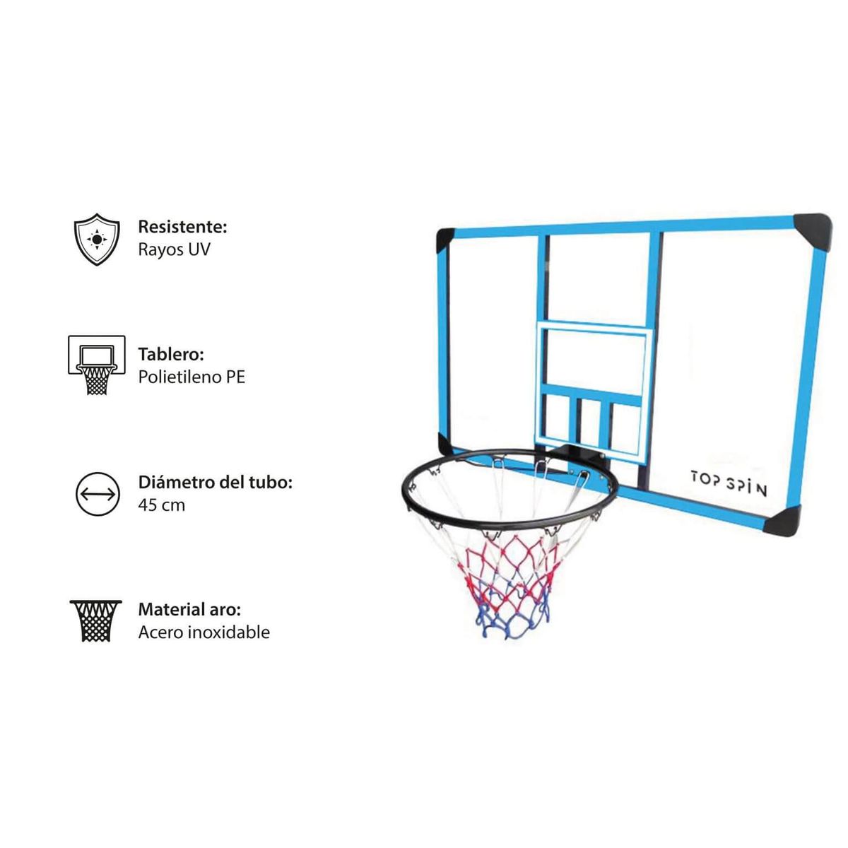 TOP SPIN - Tablero - Aro de Basketball T400 Elite