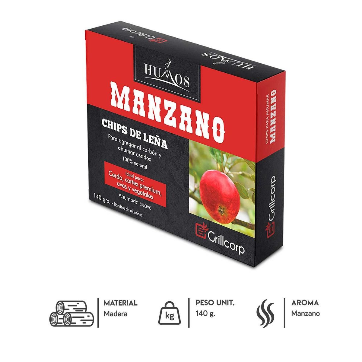 GRILLCORP - Astillas de Leña Manzano 140gr