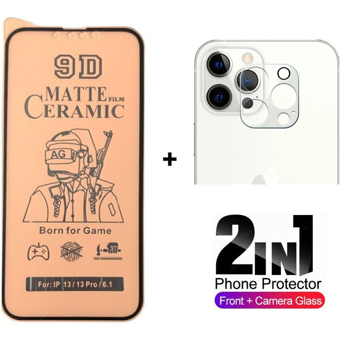 GLASS - Pack-Vidrio Protector de Cámara y Mica Cerámica Mate iPhone 13 pro