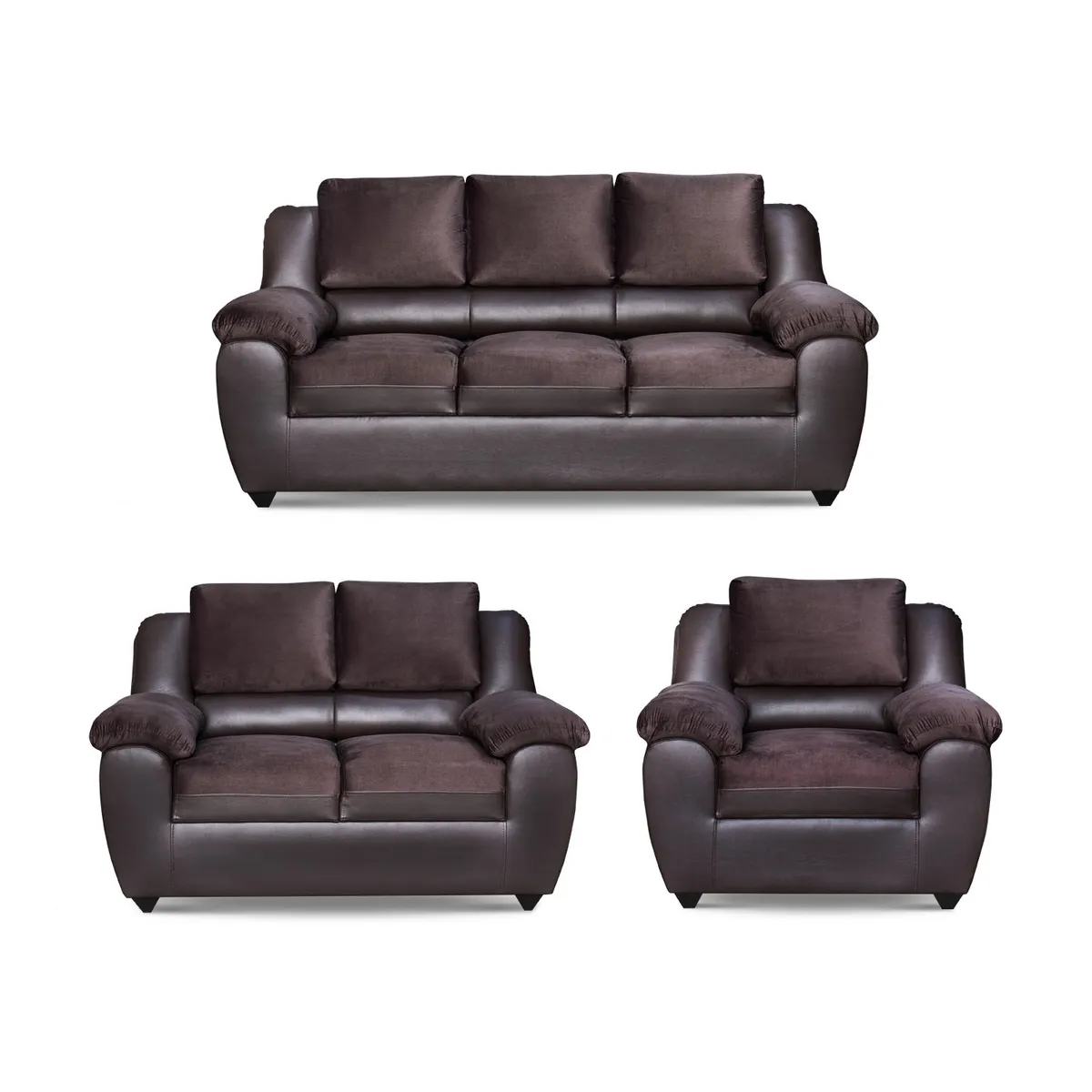 GENERICO - Juego de Sala Riveli 3-2-1 Cuerpos Marrón Oscuro