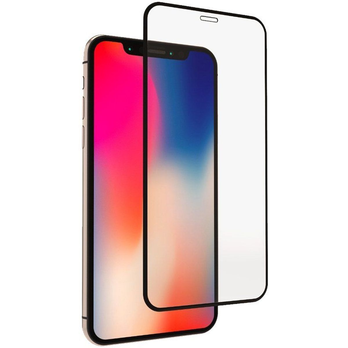 GLASS - Mica Vidrio templado 9H para iPhone X Pantalla Completa Negro