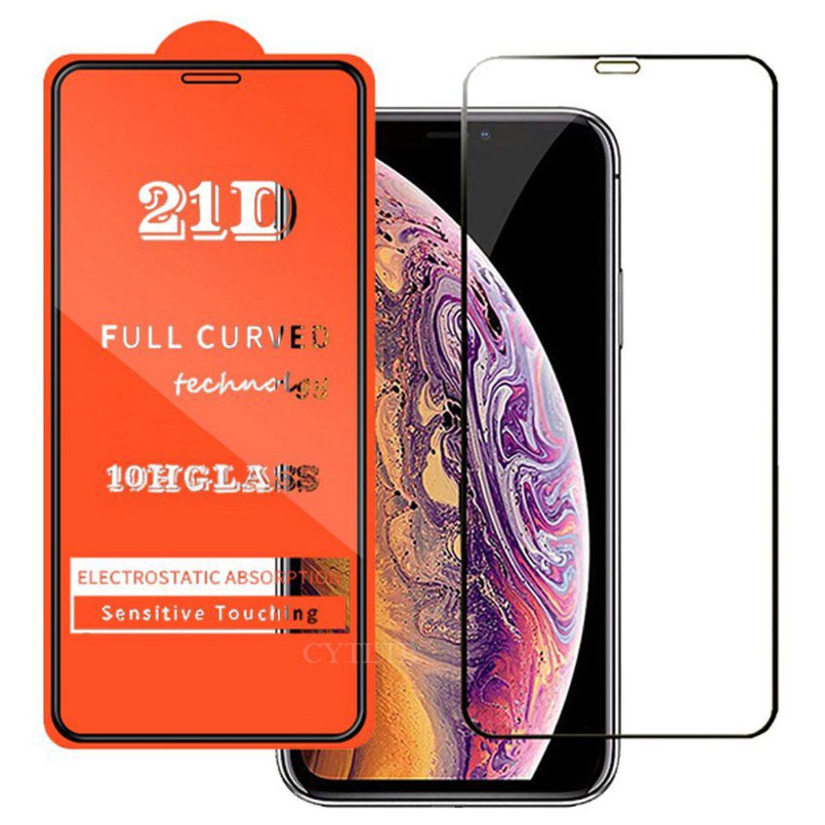 GLASS - Mica Vidrio templado 9H para iPhone X Pantalla Completa Negro